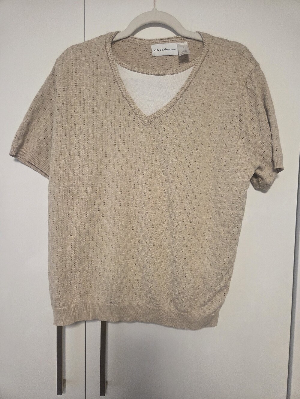 Alfred Dunner V Neck Short Sleeve Sweater With White Lining